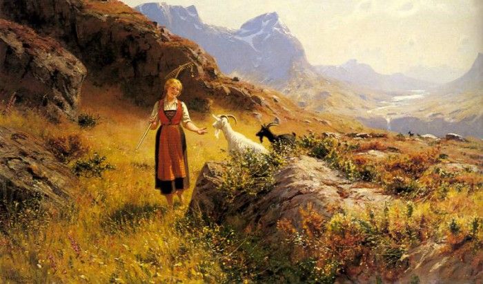 Dahl Hans An Alpine Landscape With A Shepherdess And Goals. , 
