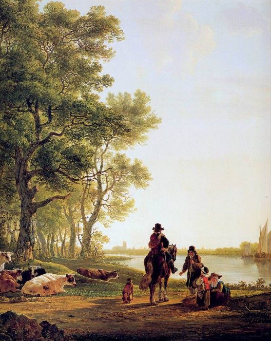 Strij Jacob Italian landscape with travellers by the side of. Strij,  