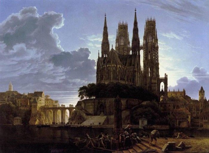 SCHINKEL Karl Friedrich Medieval Town By Water. ,  