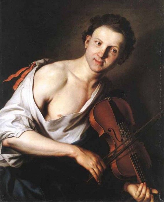 KUPECKY Jan Young Man With A Violin. Kupeck