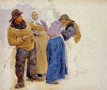 Kroyer Peder Severin Mujeres y pescadores de Hornbaek 1875. Kroyer,  