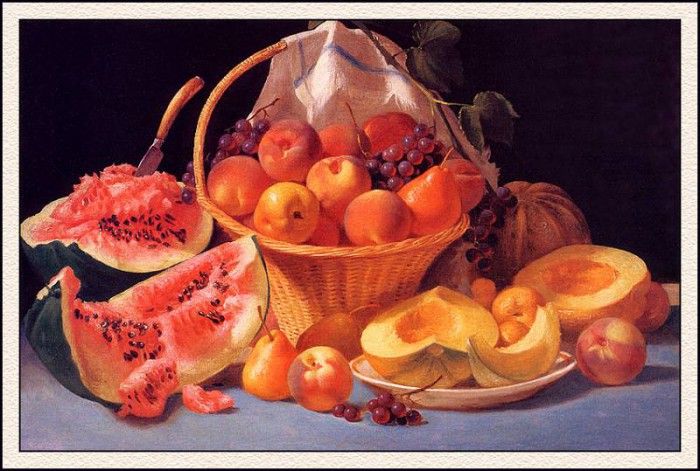 bs-ahp- John F Francis- Still Life With Melons- Peaches- Grapes. ,  F