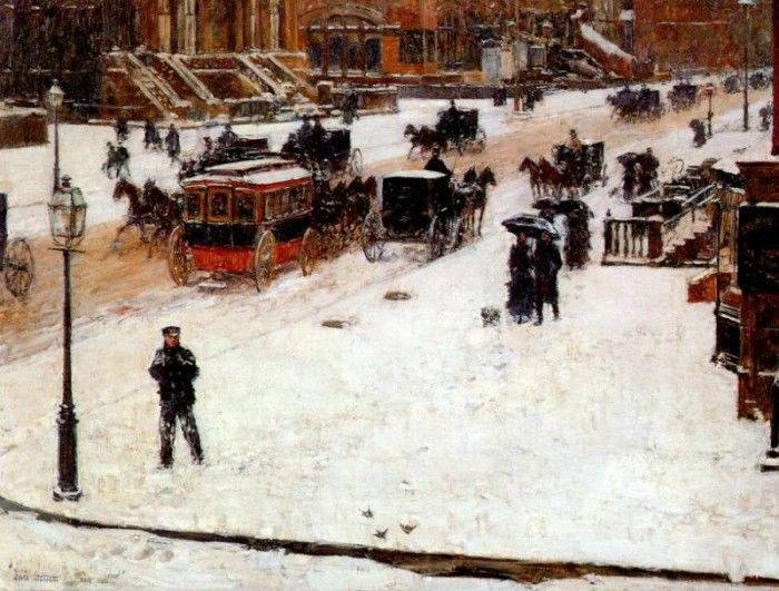 hassam fifth avenue in winter c1890. , 