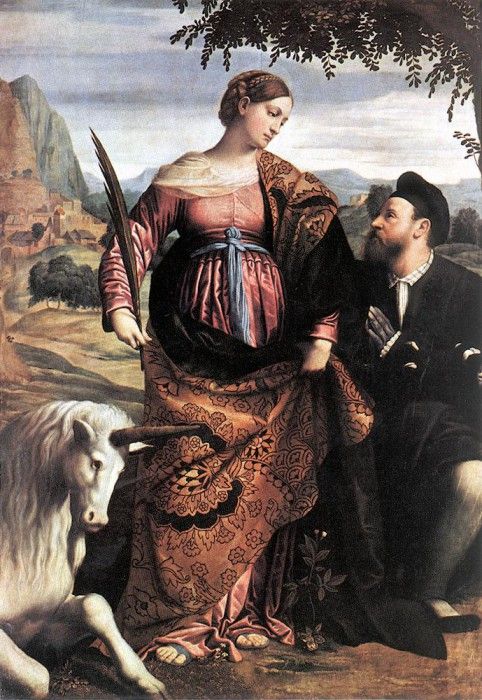 MORETTO da Brescia St Justina With The Unicorn. ,  