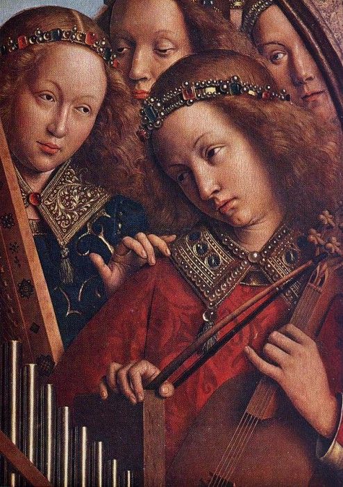 Eyck Jan van The Ghent Altarpiece Angels Playing Music detail 2. ,  