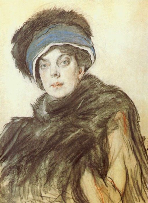 serov princess olga orlova colored-crayons-and-charcoal-on-paper 1911. , 