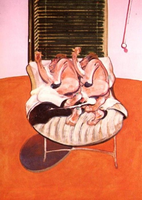 Bacon Two figures Lying on a Bed with Attendants 1968 center. , 