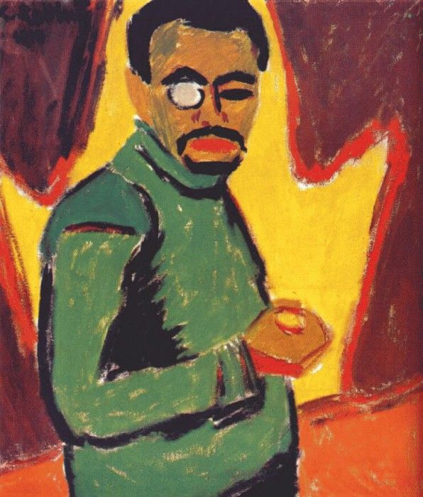 schmidt-rottluff self-portrait with monocle 1910. -Rottluff, 