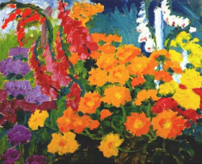 nolde flower garden (marigolds) 1919. ,  