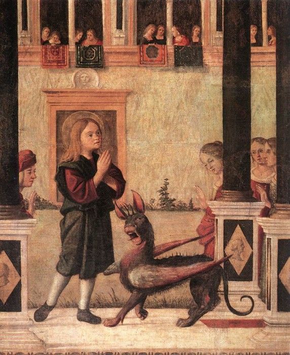 Carpaccio The Daughter of of Emperor Gordian is Exorcised by St Triphun detail1. , 