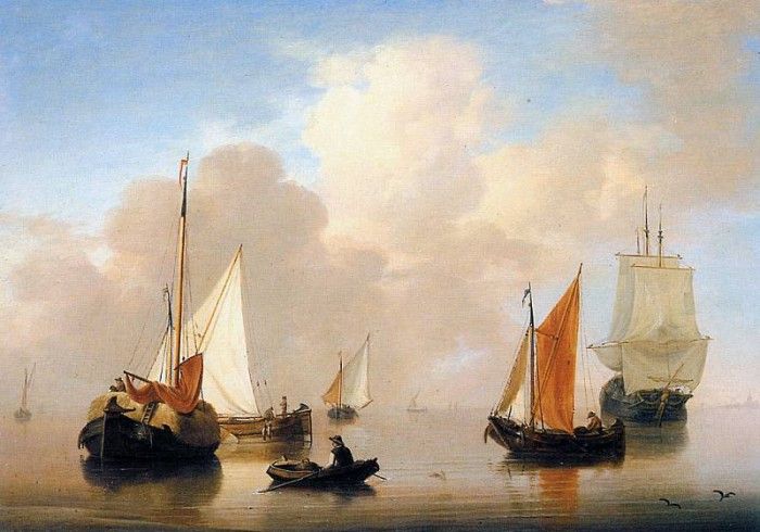 Os van Jan Dutch ships resting on a calm sea Sun . , 