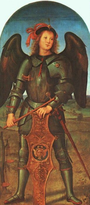 Perugino Pietro St. Michael (Panel of the Polytych of Certosa di Pavia) c1499. , 