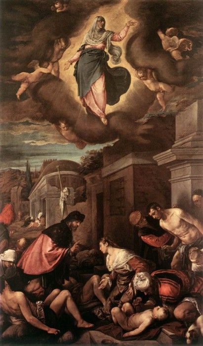 BASSANO Jacopo St Roche Among The Plague Victims And The Madonna In Glory. ,    