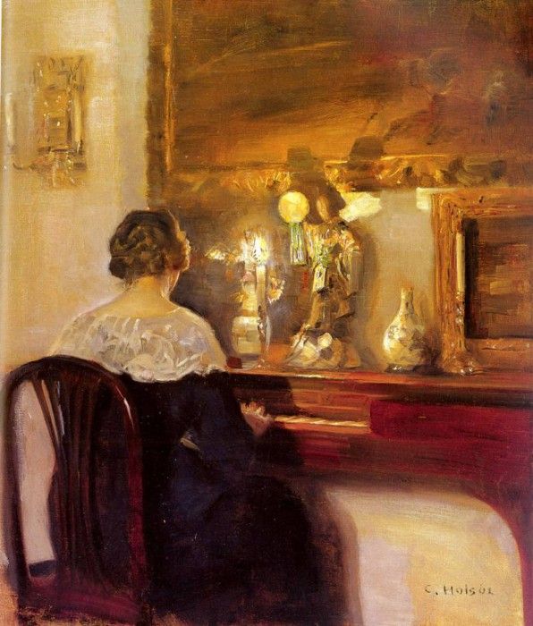 Holsoe Carl Vilhelm A Lady Playing The Spinet. Holsoe,  