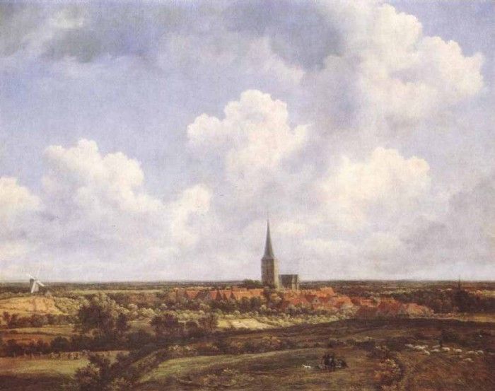 RUISDAEL Jacob Isaackszon van Landscape With Church And Village. ,  