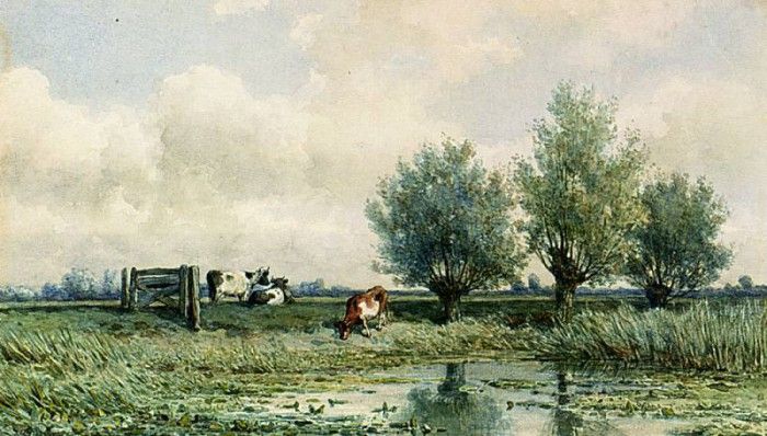 Roelofs Willem A Summer Landscape With Grazing Cows. , 