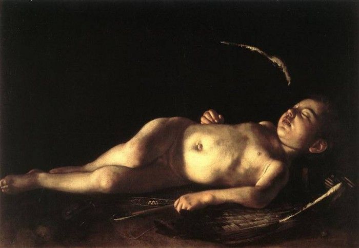 Caravaggio sleeping cupid. ,   