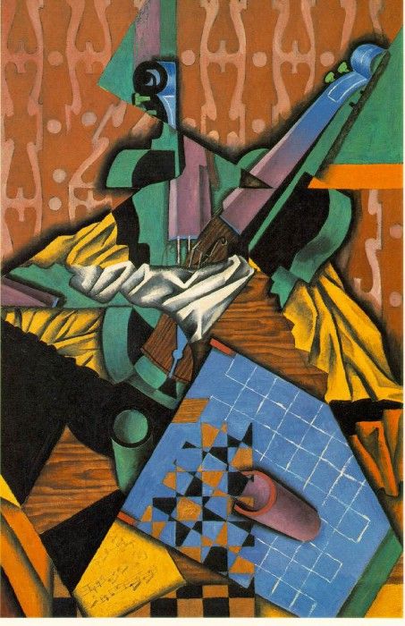 Gris Violin and checkerboard, 1913, 100x65 cm, Simon and Bon. , 