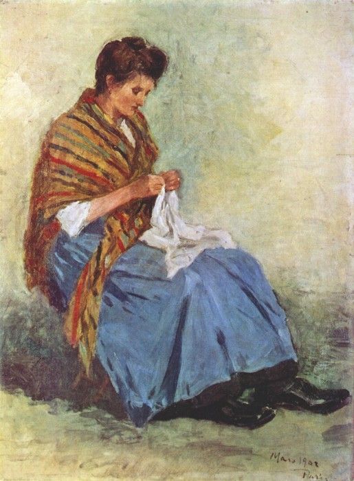 asai chu, woman sewing 1902.  