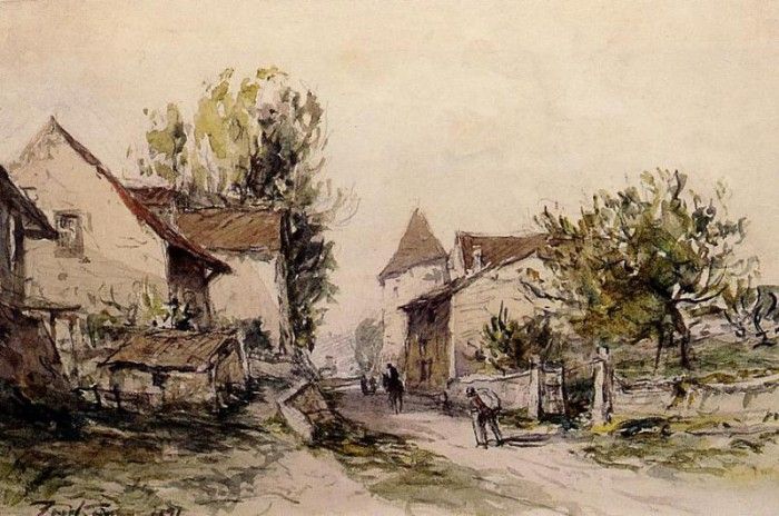 Jongkind Johan Berthold Peasants Returning to the Farm. Jongkind,  
