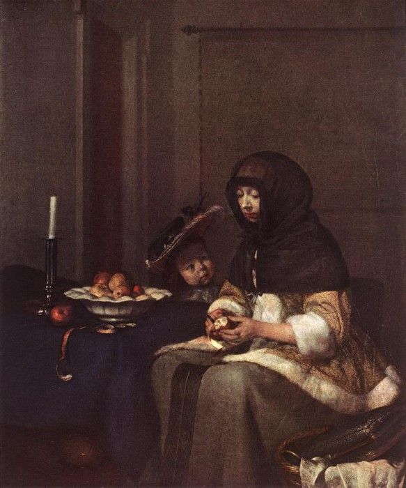 TERBORCH Gerard Woman Peeling Apple. Borch,  