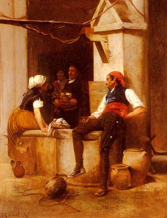 Vibert Jean Georges Conversation At The Fountain. Vibert,  