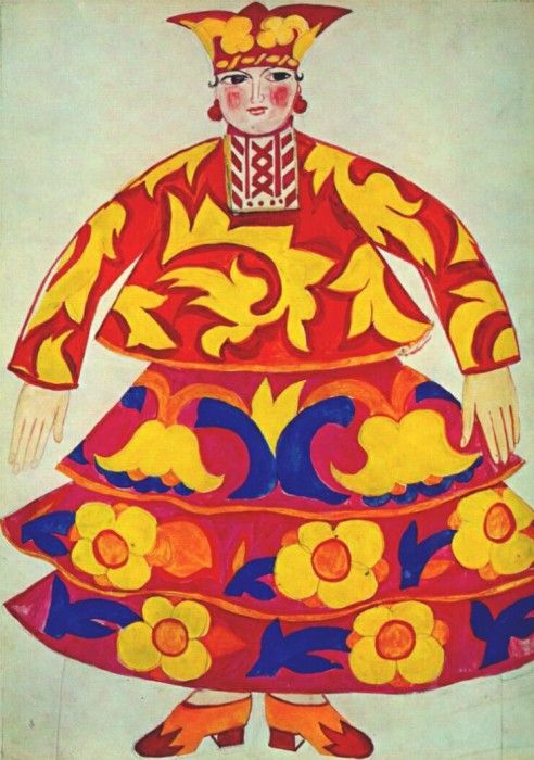 goncharova russian womans costume from le coq dor 1914. , 