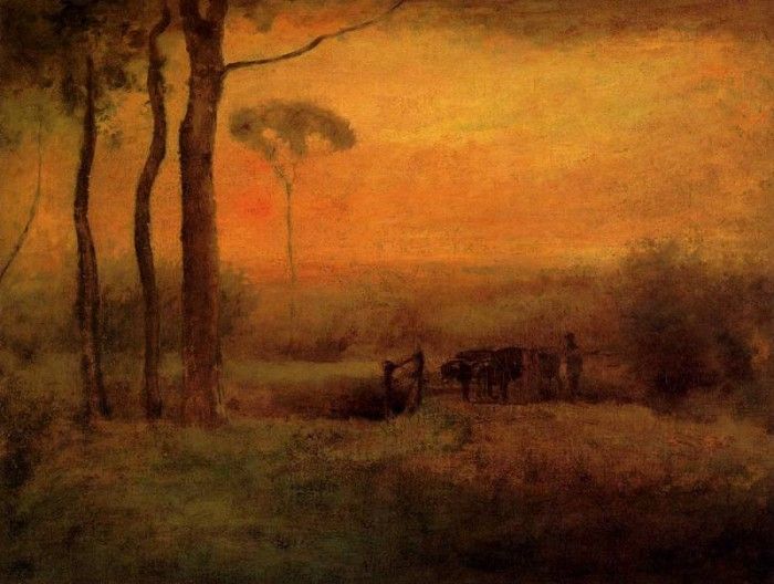 Inness George Pastoral Landscape At Sunset. , 