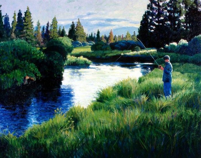 Aaw111 Reverend Robert L. Schwenk Fishing the Little Deschutes sqs. ,   L