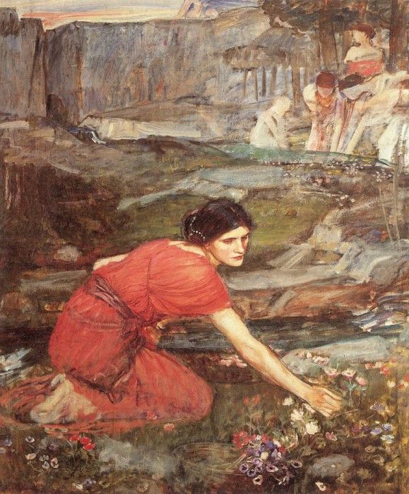 Waterhouse Maidens picking (study). ,  