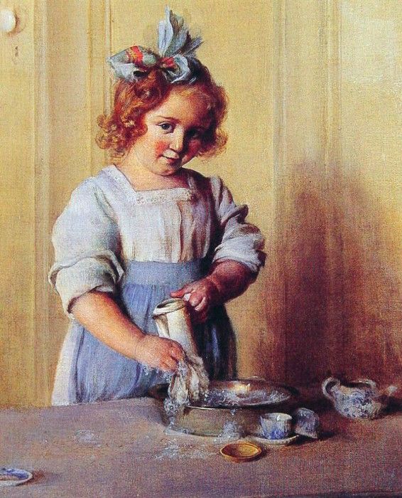 Washing Dishes Emily and Her Tea Set. ,  