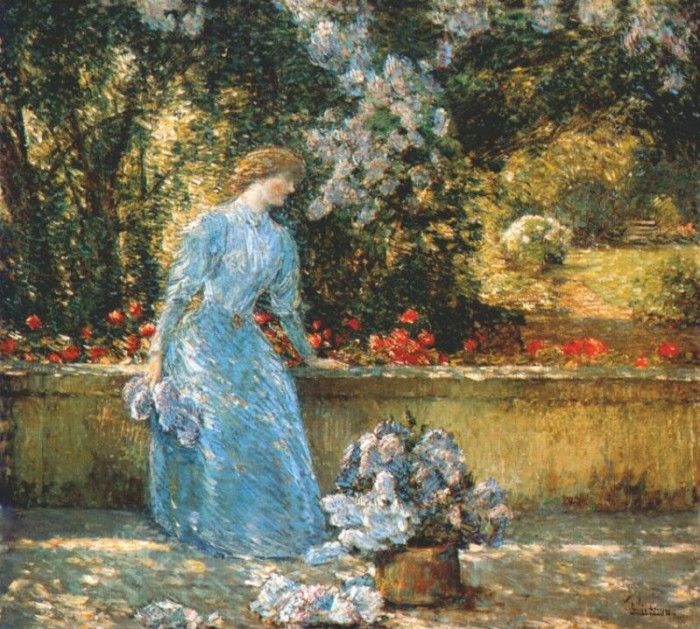 hassam lady in the park (in the garden) 1897. , 