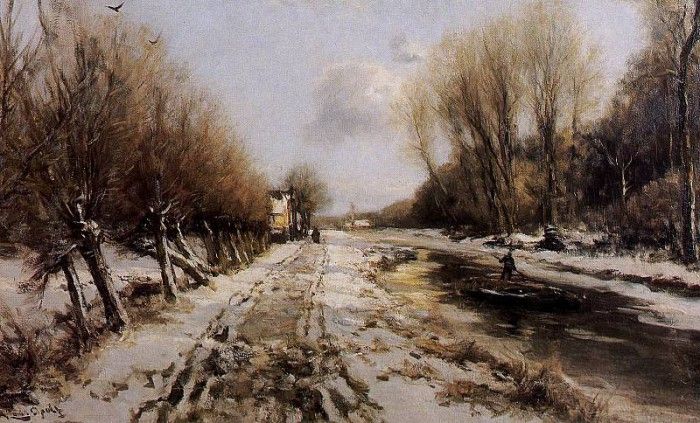 Apol Louis Winter landscape forest Sun.  