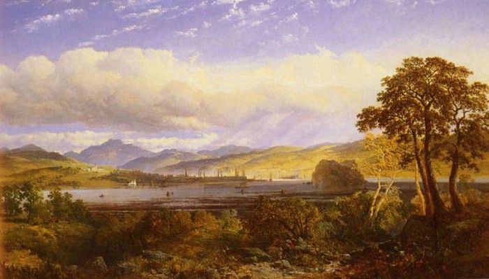 Niemann Edmund John A View Of Dumbarton From The Clyde River. ,   