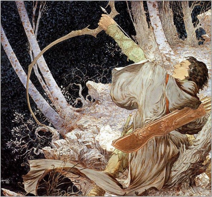 XXX 0144 Michael Kaluta Legolas Draws the Bow of Galadriel. Kaluta, 