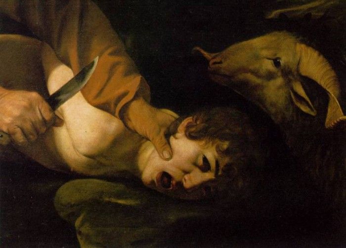 Caravaggio The Sacrifice of Isaac, 1603, detalj, 104x135 cm,. ,   