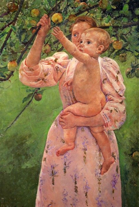 Cassatt Mary Baby Reaching For An Apple.  