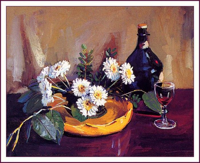 bs-flo- Augustus W Dunbier- Daisies And Benedictine. Dunbier  W