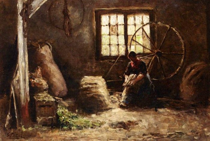 Pieters Evert A Peasant Woman Combing Wool. ������, �����