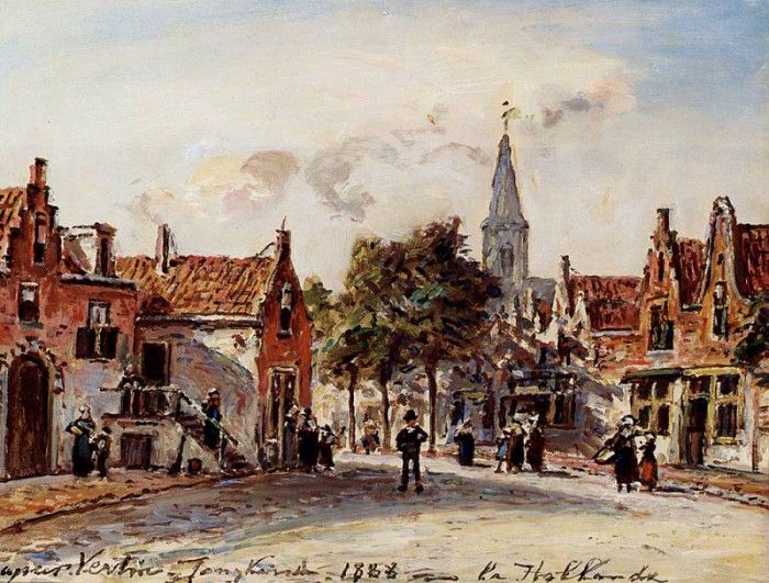 Jongkind Johan Barthold Rue De Village Hollande. Jongkind,  