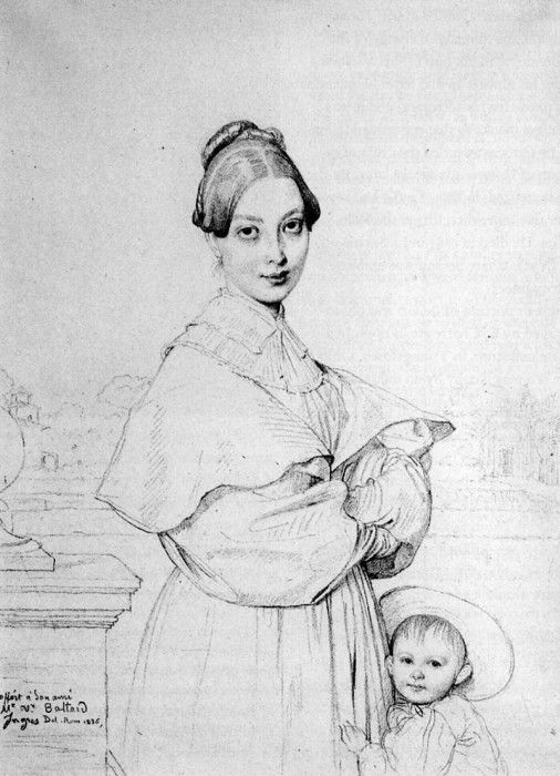 Ingres Madame Victor Baltard born Adeline Lequeux and her daughter Paule. ,   