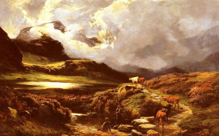 Percy Sidney Richard Cattle And Drovers On A Path. ,  