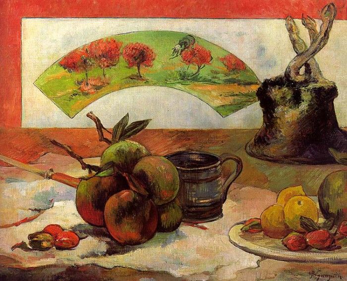 Gauguin Still Life with Fan, 1889, oil on canvas, Musee dOr. , 