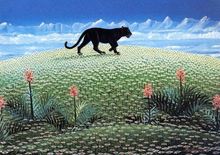 Irene Invrea - Panther Walking on Daisies, De. Invrea, 