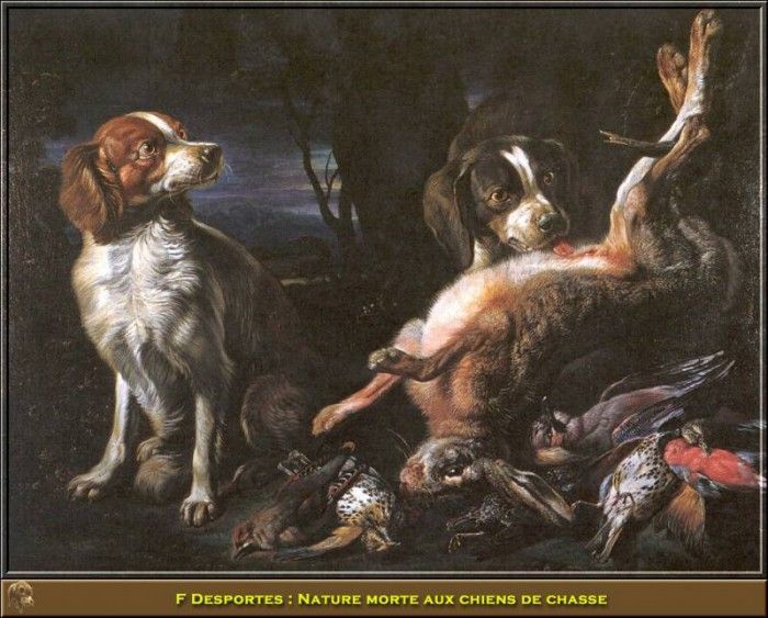 PO HunP 07 F Desportes-Nature morte aux chiens de chasse. Desportes,  