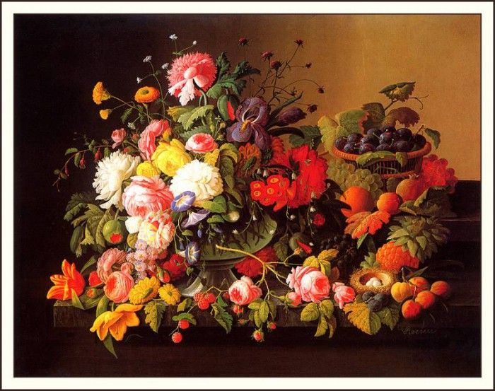 bs-flo- Severin Roesen- Still Life- Flowers And Fruit-02. Roesen, 