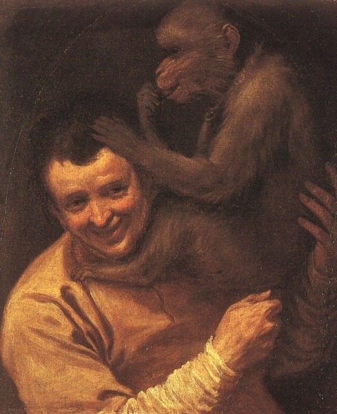 CARRACCI - A MAN WITH A MONKEY, 1590-91, OIL ON CANVAS. , 