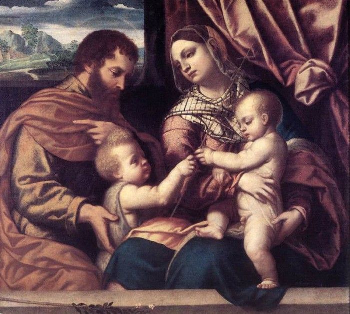 MORETTO da Brescia Holy Family. ,  