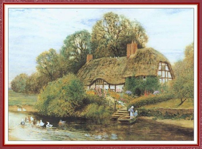 StrachanArthurClaude LargeCottageByARiver-We (f042). ,  