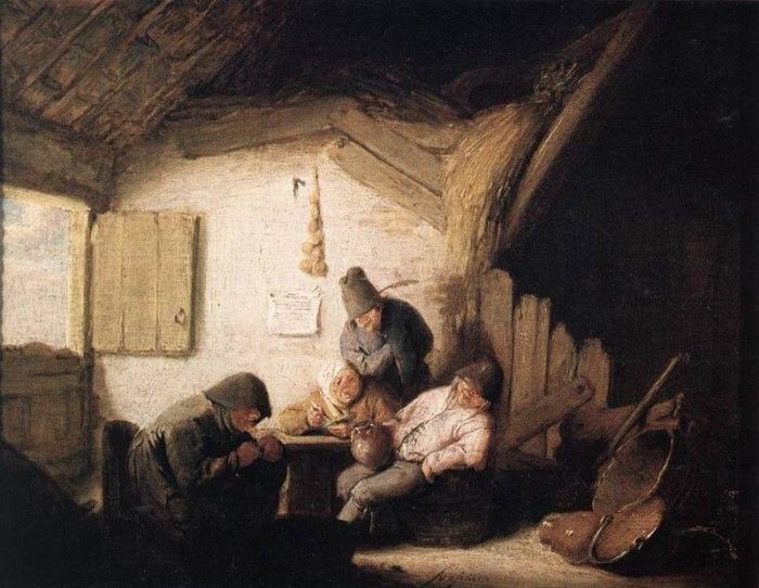 OSTADE Adriaen Jansz van Village Tavern With Four Figures. ,  